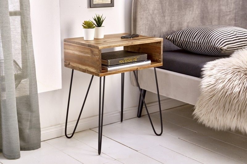 Bijzettafel Scorpion Natuur/Zwart 40cm Massief Acacia Hout - 39708