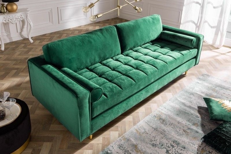 Bank Cozy Velvet 3-Zits Smaragdgroen 225cm Fluweel - 39845