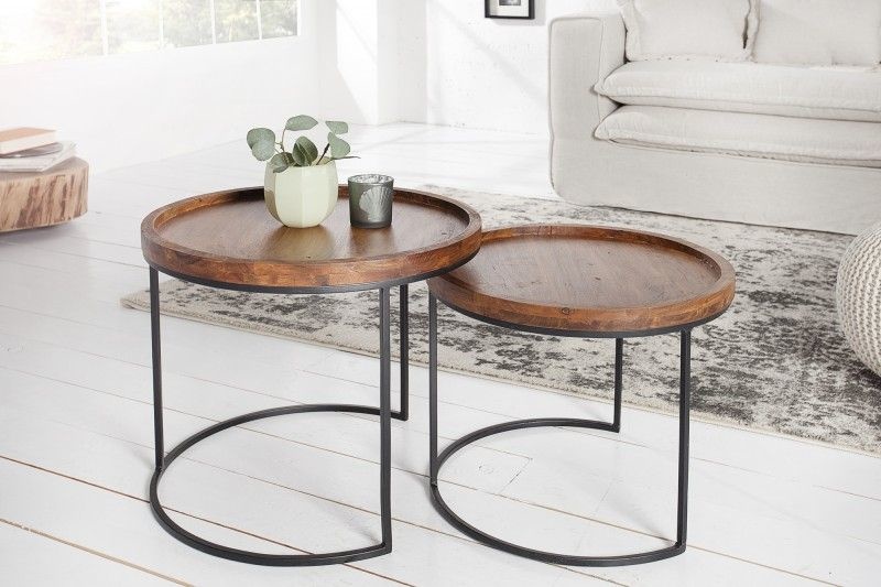 Bijzettafel 2-delige set Blend 55cm Massief Acacia Hout - 36743