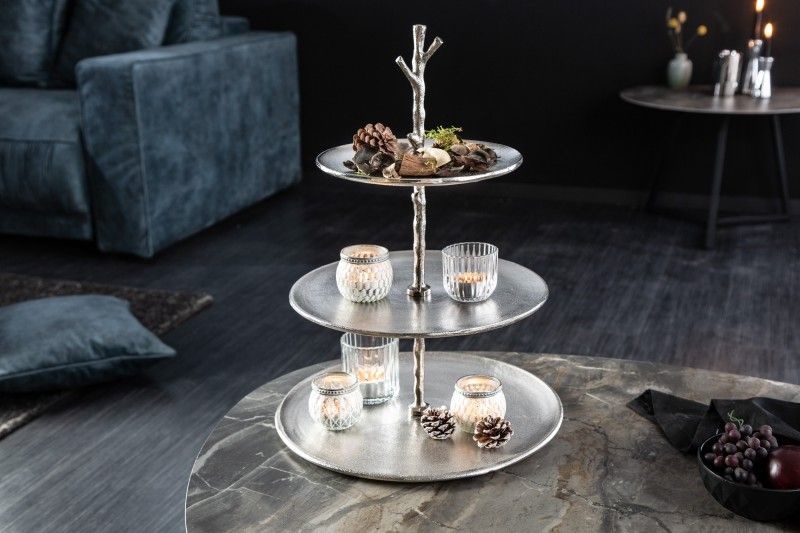 Etagiere Abstract Zilver 35cm - 41604