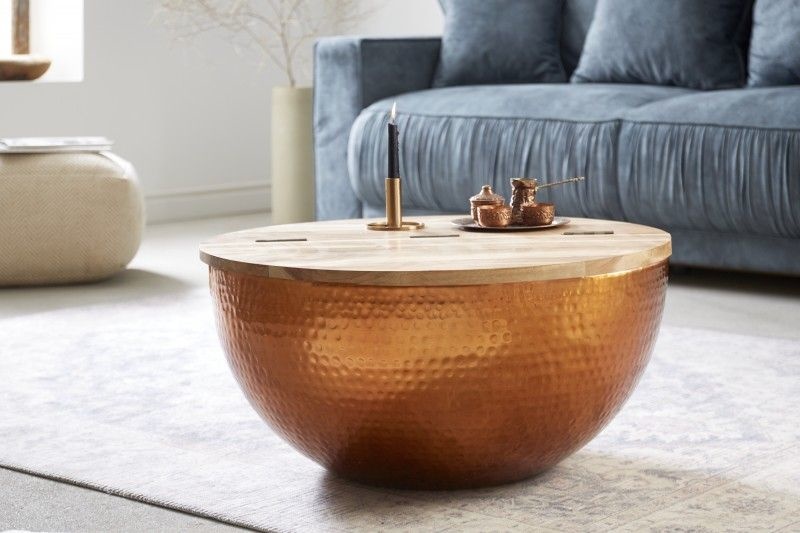 Salontafel Orient Storage Koper 70cm Massief Acacia Hout - 41454