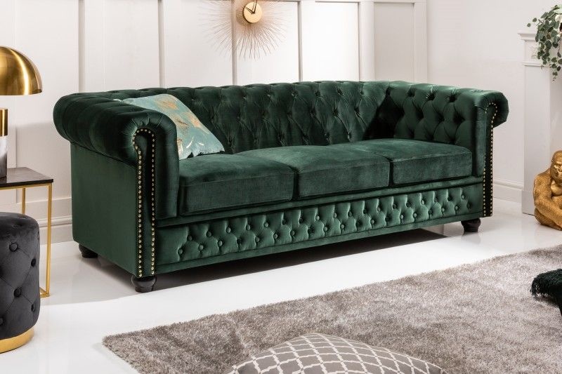Bank 3-zits Chesterfield 205cm Groen - 40483