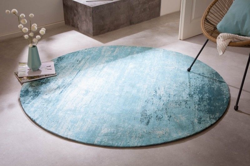 Vloerkleed Modern Art Rond Turquoise Beige 150cm - 41263