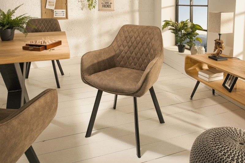 Stoel Palermo taupe met armleuning - 39343