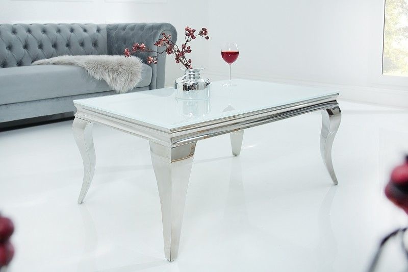 Salontafel Modern Barock 100x60cm Wit / Zilver - 37353