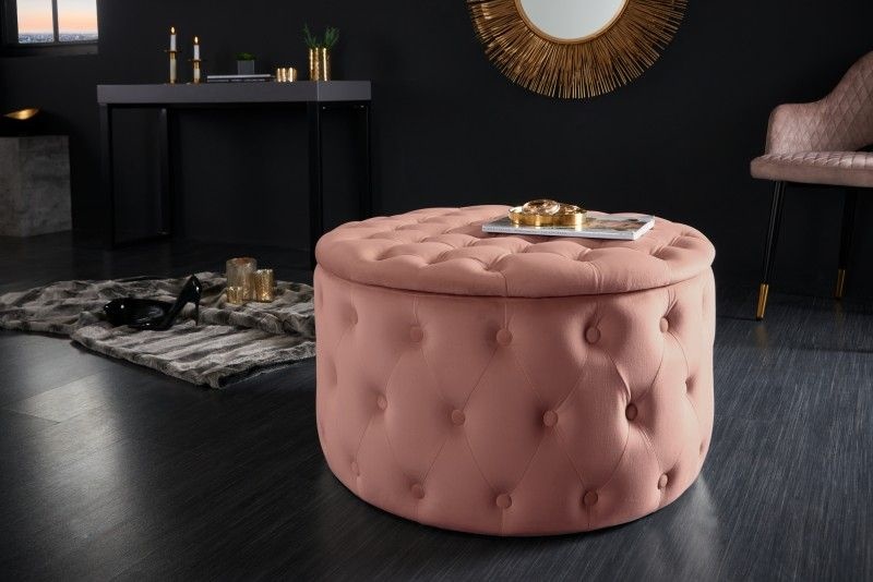 Hocker Modern Barock Roze 75cm Fluweel - 40744