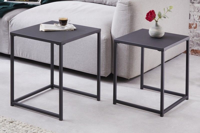 Bijzettafel Dura Steel 2-delige Metaal Zwart - 40859