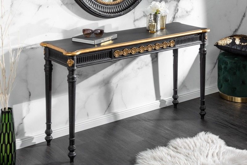Sidetable Venice 125cm Zwart Goud - 40554
