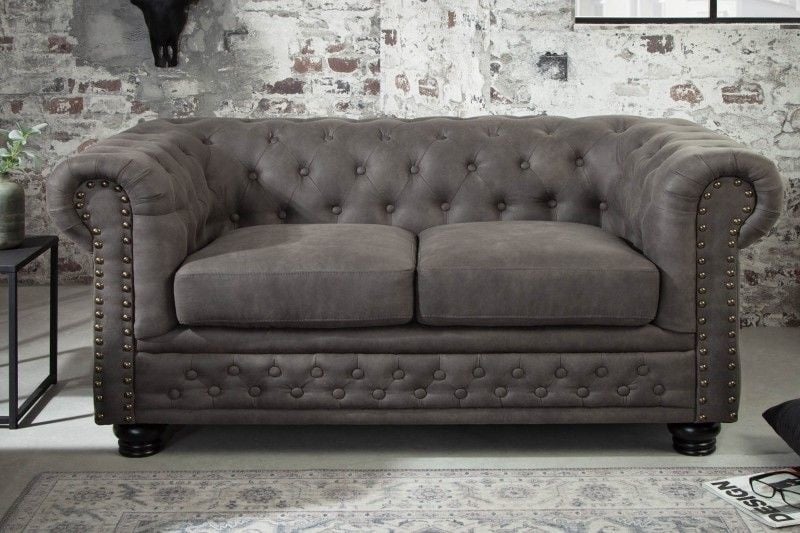 Bank 2-zits Chesterfield II Antiek Grijs 150cm - 40518