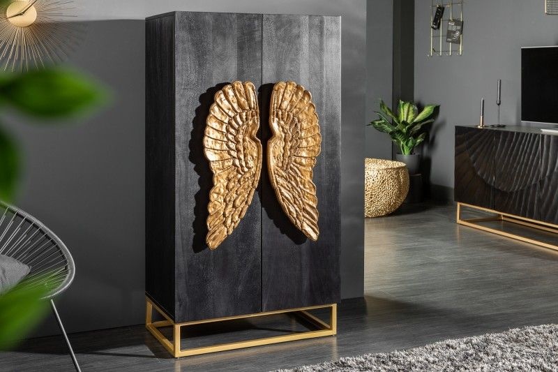 Kast Angel 70cm Massief Mango Hout Zwart - 40056