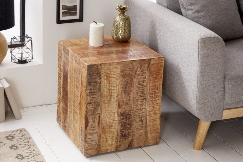Hocker Factory 40cm Natuur Massief Mango Hout - 39582
