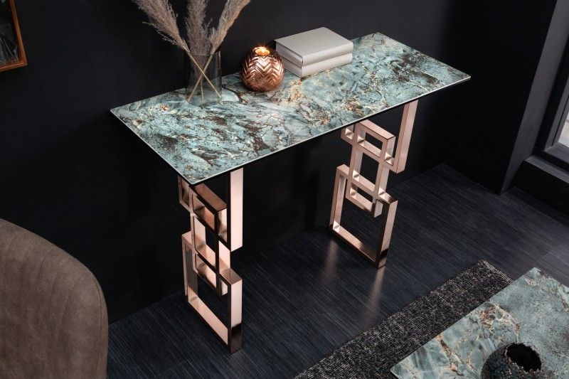 Sidetable Atlantis turquoise 100cm marmer look - 41749